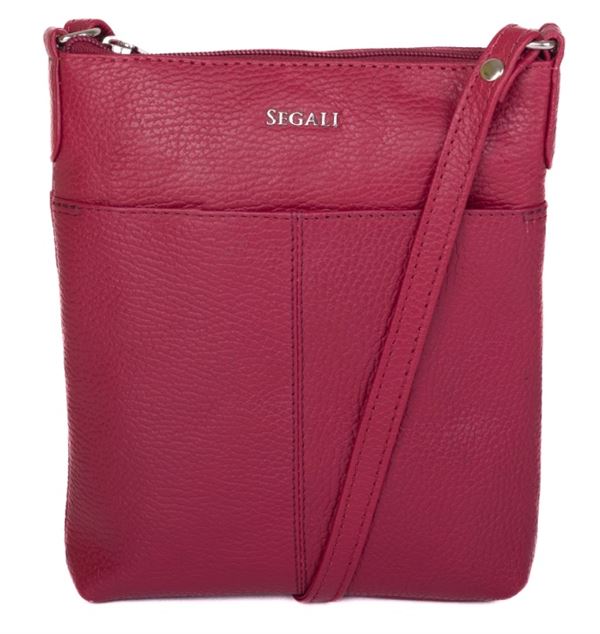 SEGALI Dámska kožená crossbody kabelka 7001 B viva magenta