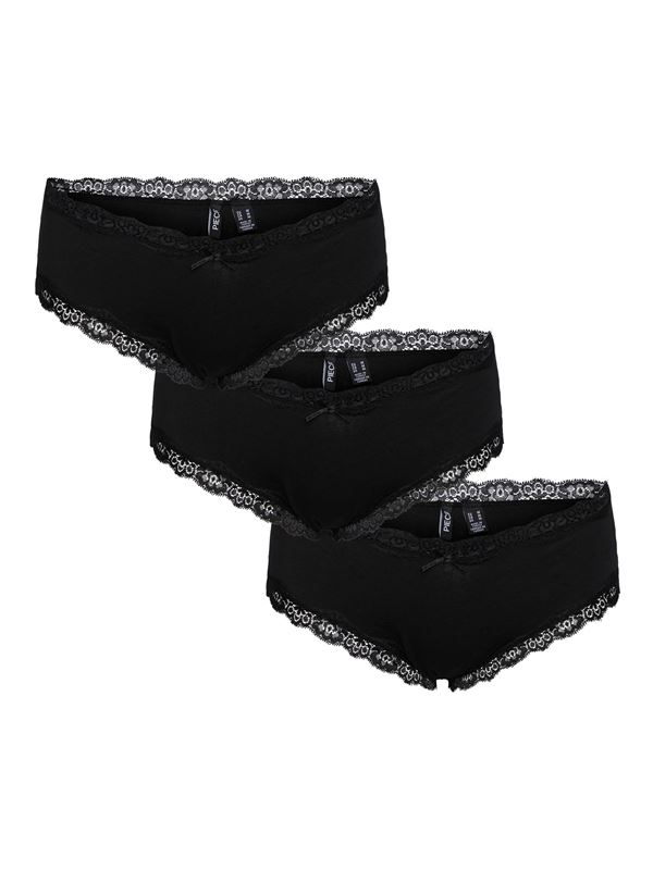 Pieces 3 PACK - dámske nohavičky PCNOLA Hipster 17108468 Black S