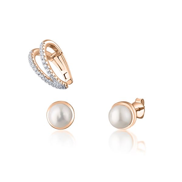 JwL Luxury Pearls Moderný set bronzových náušníc (1x záušnice