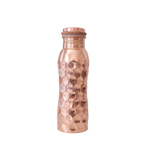 Forrest & Love Medená fľaša zaoblená s diamantovým ornamentom 600 ml