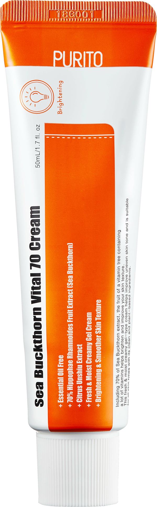 PURITO Rozjasňujúci pleťový krém Purito Sea Buckthorn Vital 70 (Cream) 50 ml