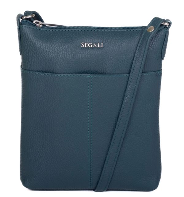 SEGALI Dámska kožená crossbody kabelka 7001 B rain storm