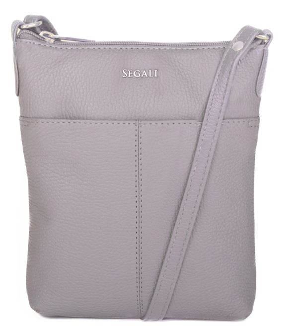 SEGALI Dámska kožená crossbody kabelka 7001 B grey