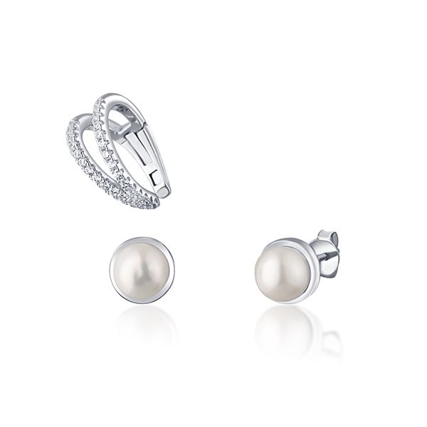 JwL Luxury Pearls Moderný set pozlátených náušníc (1x záušnice