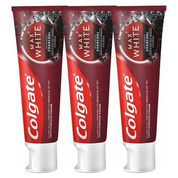 Colgate Bieliaca zubná pasta s aktívnym uhlím Max White Charcoal Trio 3 x 75 ml