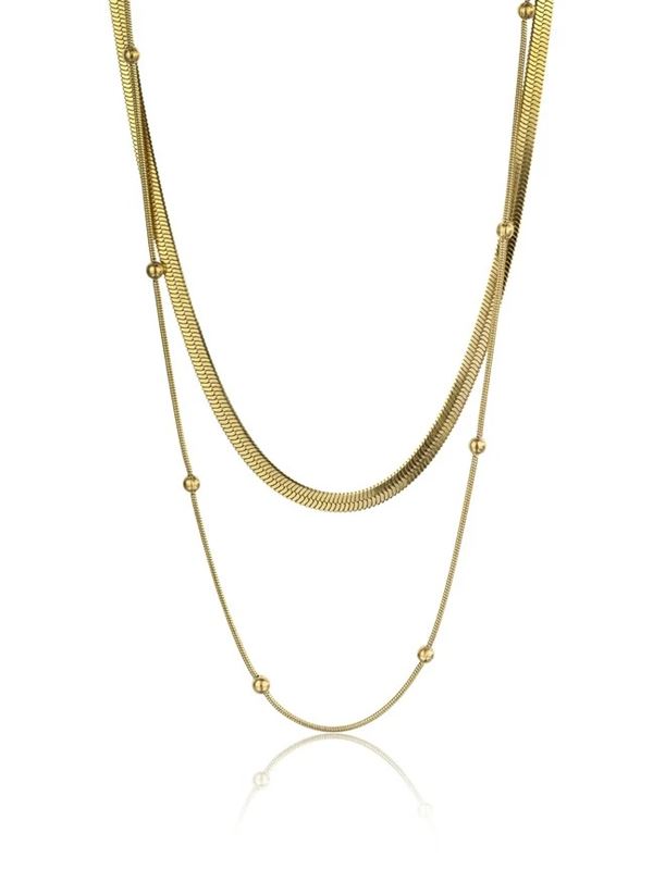 Marc Malone Dvojitý pozlátený náhrdelník Evangeline Gold Necklace MCN23089G