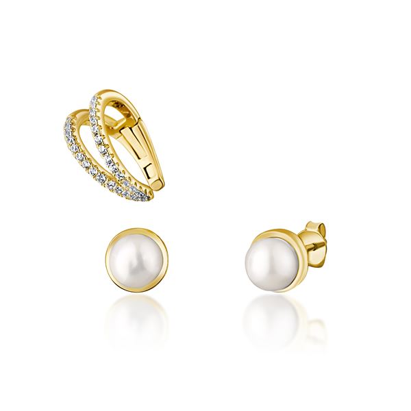 JwL Luxury Pearls Moderný set pozlátených náušníc (1x záušnice