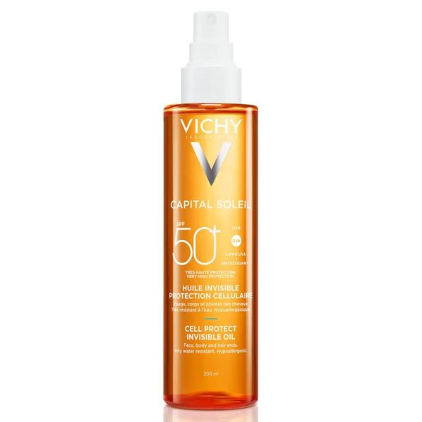 Vichy Neviditeľný olejový sprej na opaľovanie SPF 50+ Capital Soleil (Cell Protect Invisible Oil) 200 ml