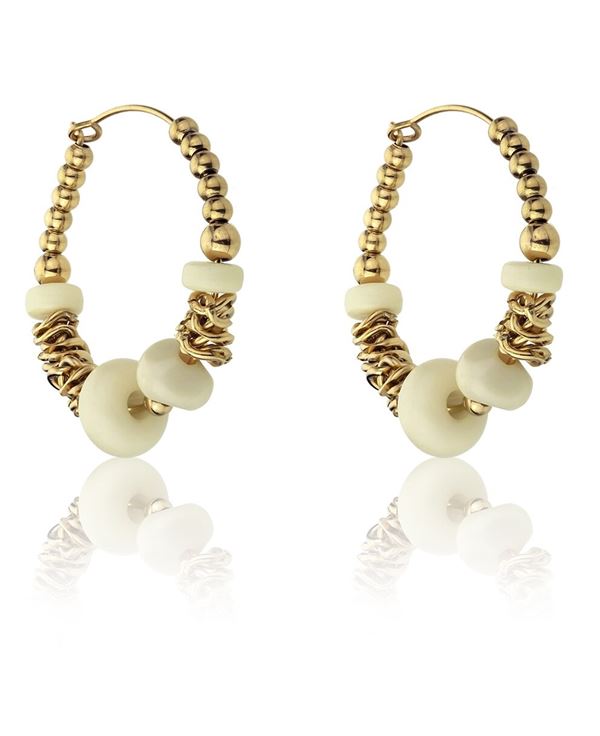 Marc Malone Módne pozlátené náušnice Dream White Earrings MCE23117G