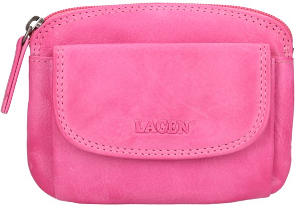 Lagen Dámska kožená mini peňaženka-kľúčenka 786-382/D FUCHSIA