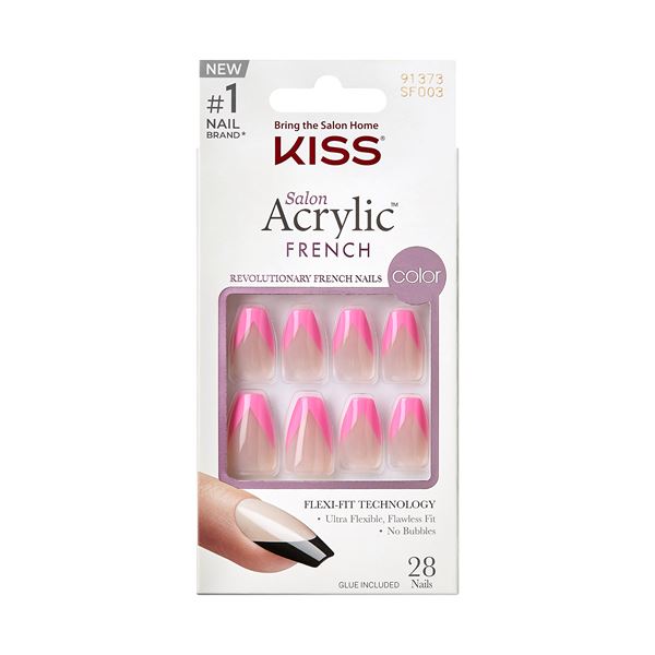 KISS Nalepovacie nechty Salon Acrylic French Color - Squared 28 ks