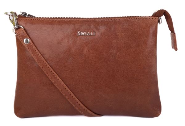 SEGALI Dámska kožená crossbody kabelka A6B G cognac